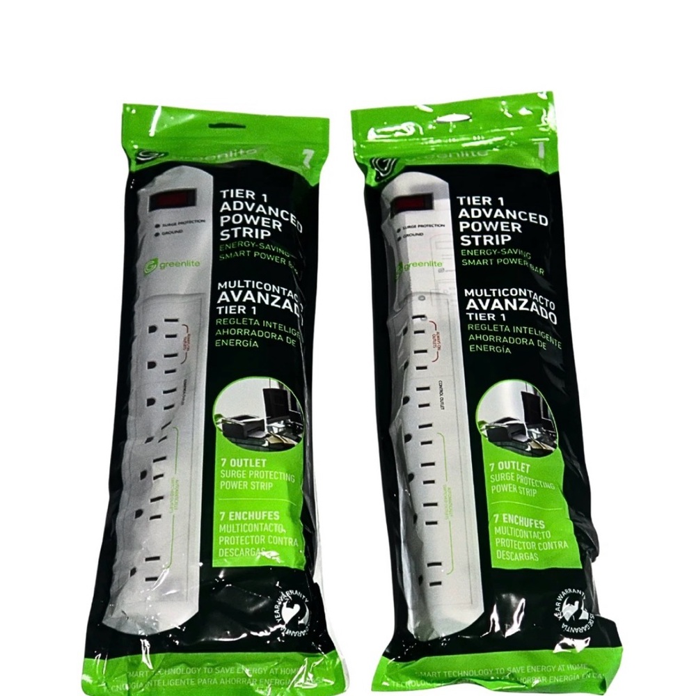 (2) Greenlite Tier 1 Advanced 7 Outlet Power Strip 3FT Smart Energy Saving
